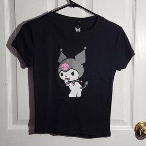 Black Kuromi Graphic Cropped Sanrio Tshirt